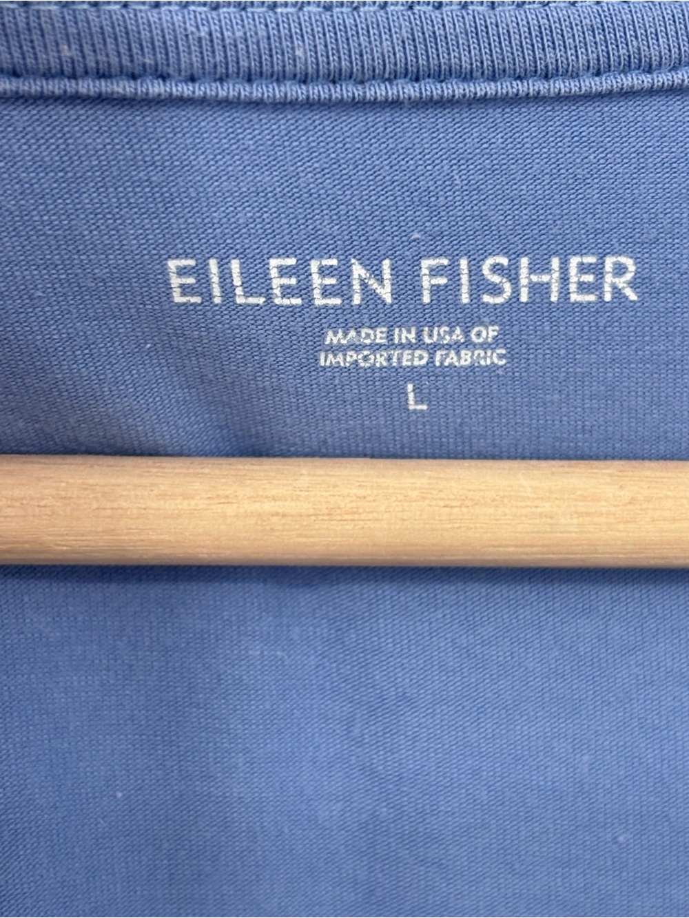Eileen Fisher Blue faux wrap organic Cotton empire waist midi jersey dress Large - Picture 4 of 8